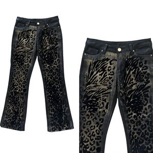 AZI Animal Print Boot Cut Jeans